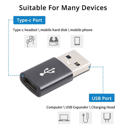 3 PCS USB-C / Type-C Female to USB 3.0 Male Aluminum Alloy Adapter, Support Charging & Transmission Data(Black) - Type-C Adapter by buy2fix | Online Shopping UK | buy2fix