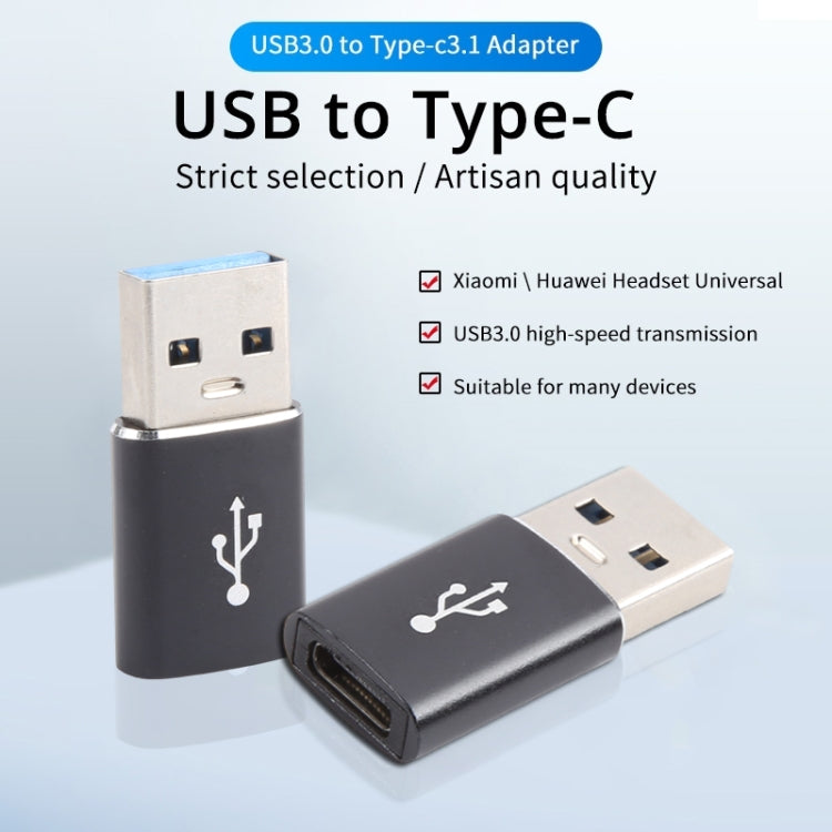 3 PCS USB-C / Type-C Female to USB 3.0 Male Aluminum Alloy Adapter, Support Charging & Transmission Data(Black) - Type-C Adapter by buy2fix | Online Shopping UK | buy2fix