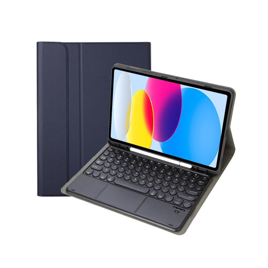 For iPad 11 2025 / 10th Gen 10.9 2022 YA10B-A Lambskin Texture Bluetooth Touch Keyboard Leather Tablet Case with Pen Slot(Dark Blue) - Universal by buy2fix | Online Shopping UK | buy2fix