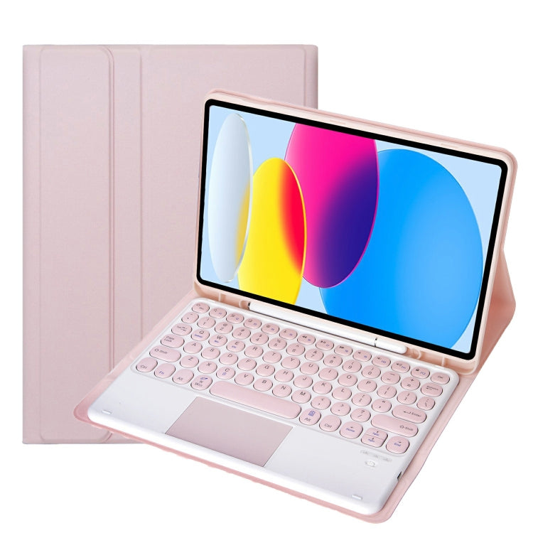 For iPad 11 2025 / 10th Gen 10.9 2022 YA10B-A Lambskin Texture Bluetooth Touch Keyboard Leather Tablet Case with Pen Slot (Pink) - Universal by buy2fix | Online Shopping UK | buy2fix