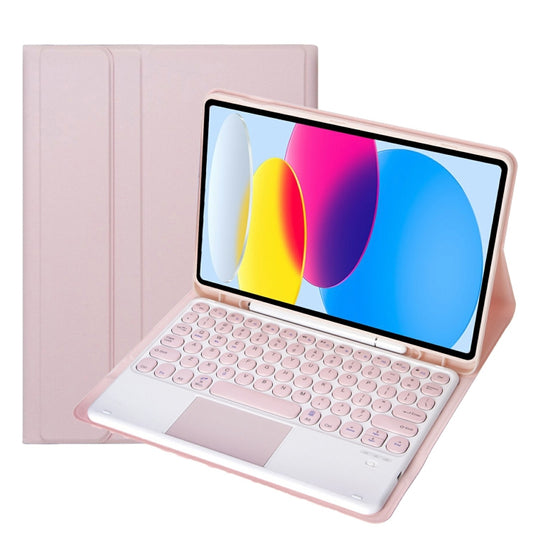For iPad 11 2025 / 10th Gen 10.9 2022 YA10B-A Lambskin Texture Bluetooth Touch Keyboard Leather Tablet Case with Pen Slot (Pink) - Universal by buy2fix | Online Shopping UK | buy2fix