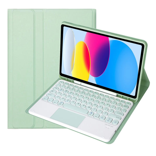 For iPad 11 2025 / 10th Gen 10.9 2022 YA10B-A Lambskin Texture Bluetooth Touch Keyboard Leather Tablet Case with Pen Slot (Green) - Universal by buy2fix | Online Shopping UK | buy2fix