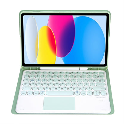 For iPad 11 2025 / 10th Gen 10.9 2022 YA10B-A Lambskin Texture Bluetooth Touch Keyboard Leather Tablet Case with Pen Slot (Green) - Universal by buy2fix | Online Shopping UK | buy2fix