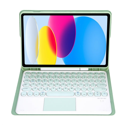 For iPad 11 2025 / 10th Gen 10.9 2022 YA10B-A Lambskin Texture Bluetooth Touch Keyboard Leather Tablet Case with Pen Slot (Green) - Universal by buy2fix | Online Shopping UK | buy2fix