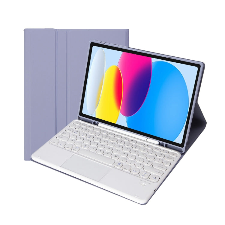 For iPad 11 2025 / 10th Gen 10.9 2022 YA10B-A Lambskin Texture Bluetooth Touch Keyboard Leather Tablet Case with Pen Slot (Purple) - Universal by buy2fix | Online Shopping UK | buy2fix