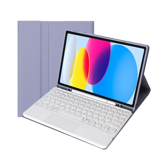 For iPad 11 2025 / 10th Gen 10.9 2022 YA10B-A Lambskin Texture Bluetooth Touch Keyboard Leather Tablet Case with Pen Slot (Purple) - Universal by buy2fix | Online Shopping UK | buy2fix