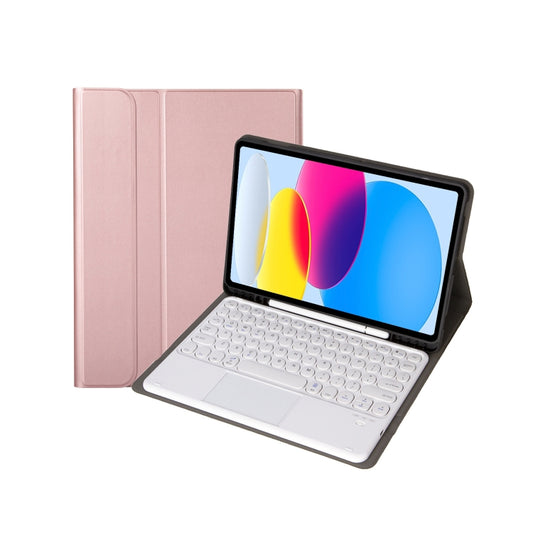For iPad 11 2025 / 10th Gen 10.9 2022 YA10B-A Lambskin Texture Bluetooth Touch Keyboard Leather Tablet Case with Pen Slot(Rose Gold) - Universal by buy2fix | Online Shopping UK | buy2fix