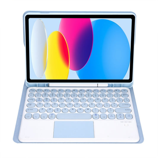For iPad 11 2025 / 10th Gen 10.9 2022 YA10B-A Lambskin Texture Bluetooth Touch Keyboard Leather Tablet Case with Pen Slot (Baby Blue) - Universal by buy2fix | Online Shopping UK | buy2fix