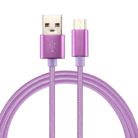 Knit Texture USB to USB-C / Type-C Data Sync Charging Cable, Cable Length: 50cm(Purple) by buy2fix