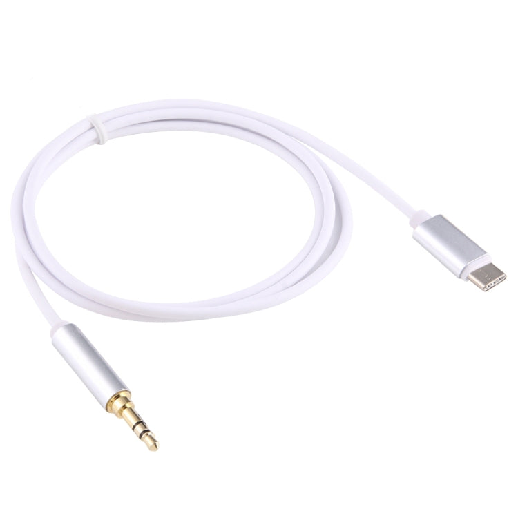 1m USB-C / Type-C to 3.5mm Male Audio Adapter Cable(Silver) by buy2fix