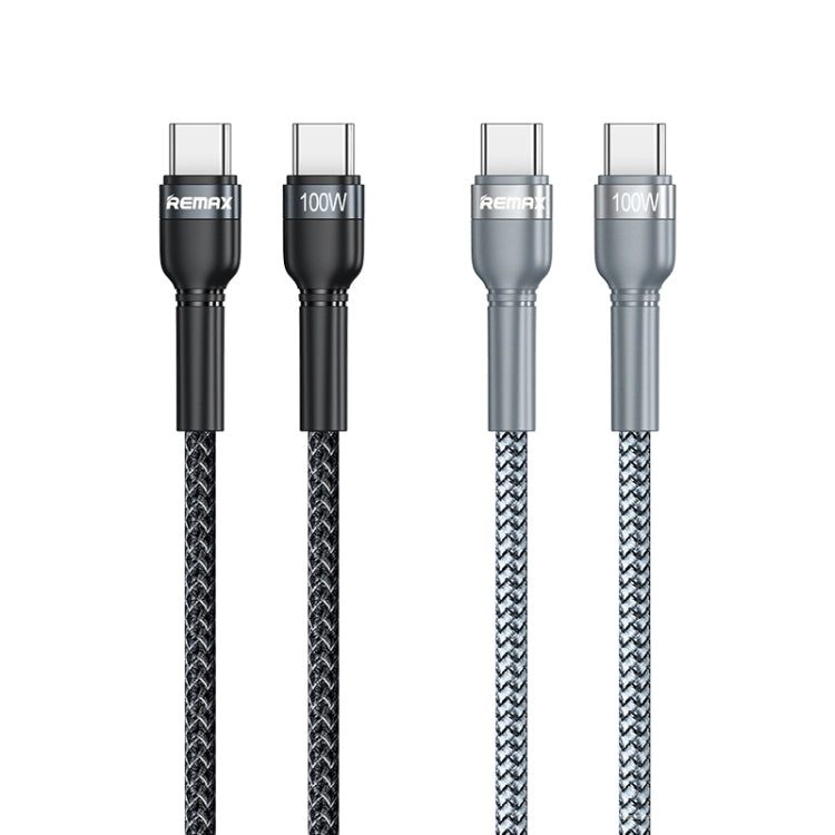 REMAX RC-172 Jany Series 1m PD100W Type-C to USB-C / Type-C Aluminum Alloy Braid Fast Charging Data Cable (Silver) - USB-C & Type-C Cable by REMAX | Online Shopping UK | buy2fix