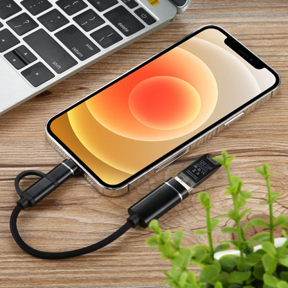 USB 3.0 Female to 8 Pin + USB-C / Type-C Male Charging + Transmission OTG Nylon Braided Adapter Cable, Cable Length: 11cm(Black) by buy2fix