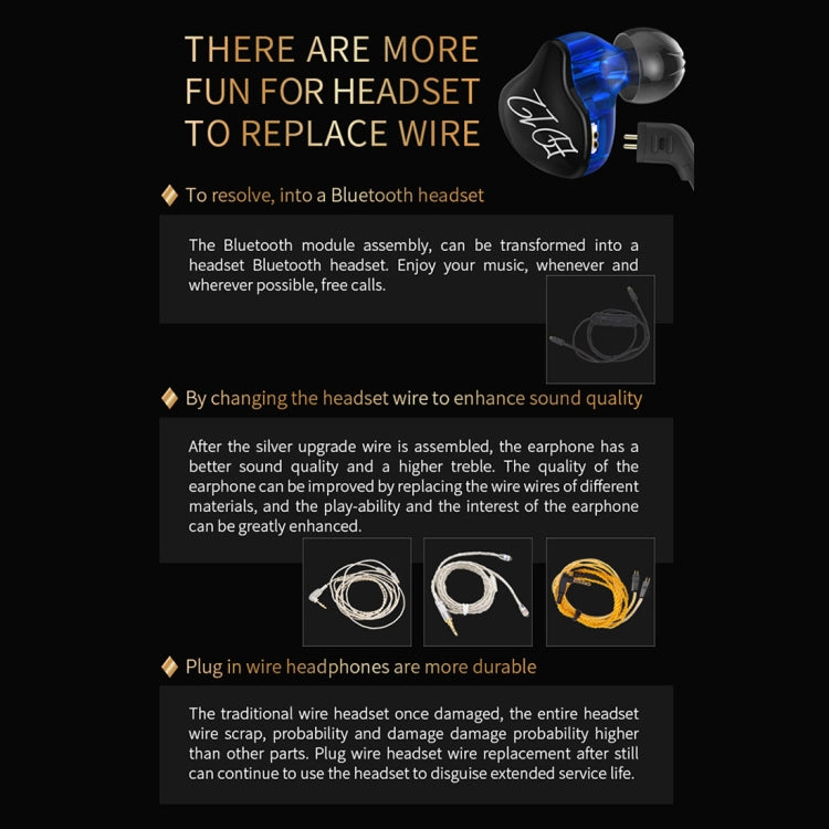 KZ ED12 3.5mm Jack Hanging Ear Sports Design In-Ear Style Wire Control Earphone, Cable Length: 1.2m by KZ