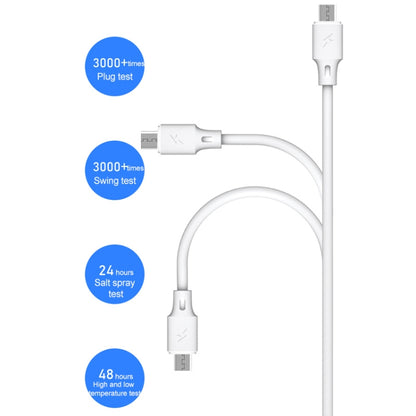 WK WDC-105m 2.4A Micro USB Full Speed Pro Charging Data Cable, Length: 25cm(White) - Micro USB Cable by WK | Online Shopping UK | buy2fix