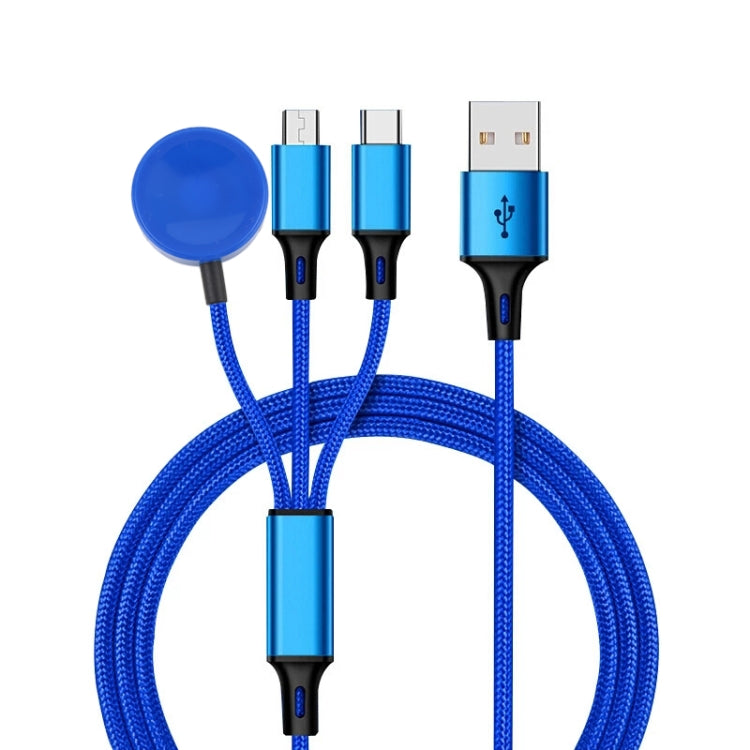 For iPhone / Apple Watch 3 In 1 8 Pin + Type-C / USB-C + Magnetic Charging Base Multi-function Charging Cable, Length: 1m(Blue) by buy2fix