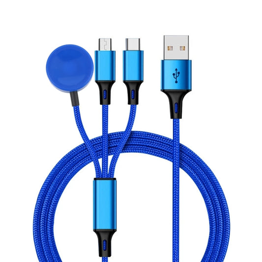 For iPhone / Apple Watch 3 In 1 8 Pin + Type-C / USB-C + Magnetic Charging Base Multi-function Charging Cable, Length: 1m(Blue) by buy2fix