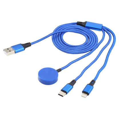 For iPhone / Apple Watch 3 In 1 8 Pin + Type-C / USB-C + Magnetic Charging Base Multi-function Charging Cable, Length: 1m(Blue) by buy2fix