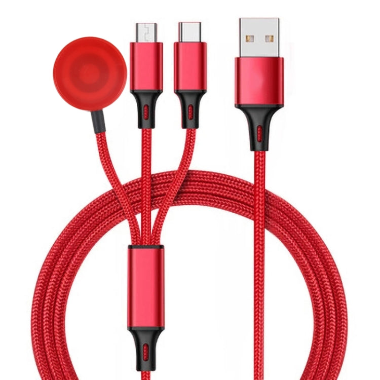 For iPhone / Apple Watch 3 In 1 8 Pin + Type-C / USB-C + Magnetic Charging Base Multi-function Charging Cable, Length: 1m(Red) by buy2fix