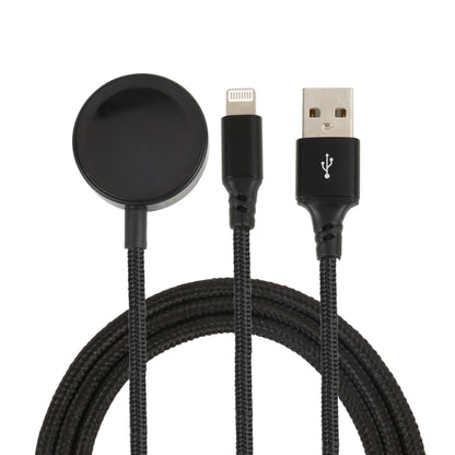 For iPhone / Apple Watch 2 In 1 8 Pin + Magnetic Charging Base Multi-function Charging Cable, Length: 1m(Black) by buy2fix