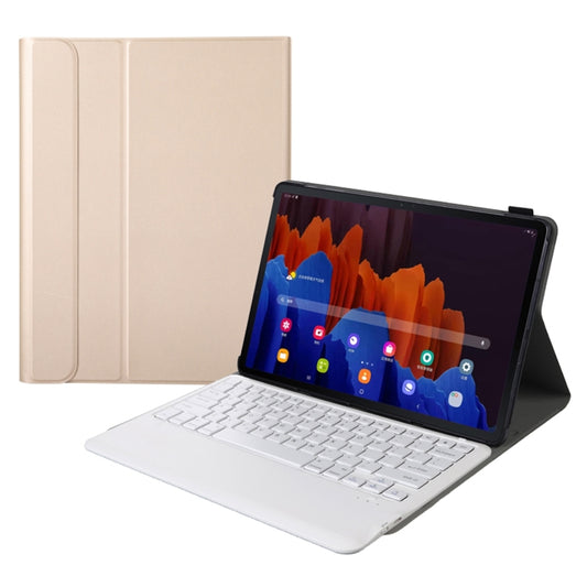 A970 Detachable Bluetooth Keyboard Ultrathin Horizontal Flip Leather Tablet Case for Samsung Galaxy Tab S7 FE T730 / T736 / S7+ T970 / T975 / T976(Gold) by buy2fix