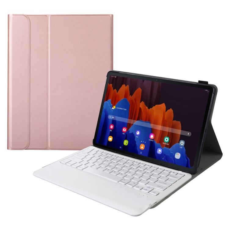 A970 Detachable Bluetooth Keyboard Ultrathin Horizontal Flip Leather Tablet Case for Samsung Galaxy Tab S7 FE T730 / T736 / S7+ T970 / T975 / T976(Rose Gold) by buy2fix