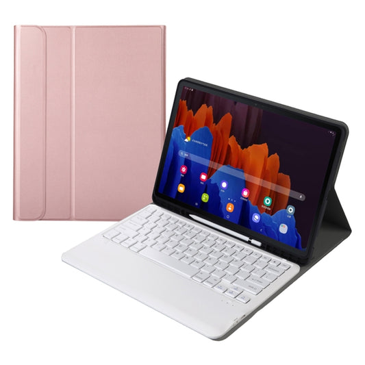 A970B Detachable Bluetooth Keyboard Ultrathin Horizontal Flip Leather Tablet Case with Pen Slot for Samsung Galaxy Tab S7 FE T730 / T736 / S7+ T970 / T975 / T976(Rose Gold) by buy2fix