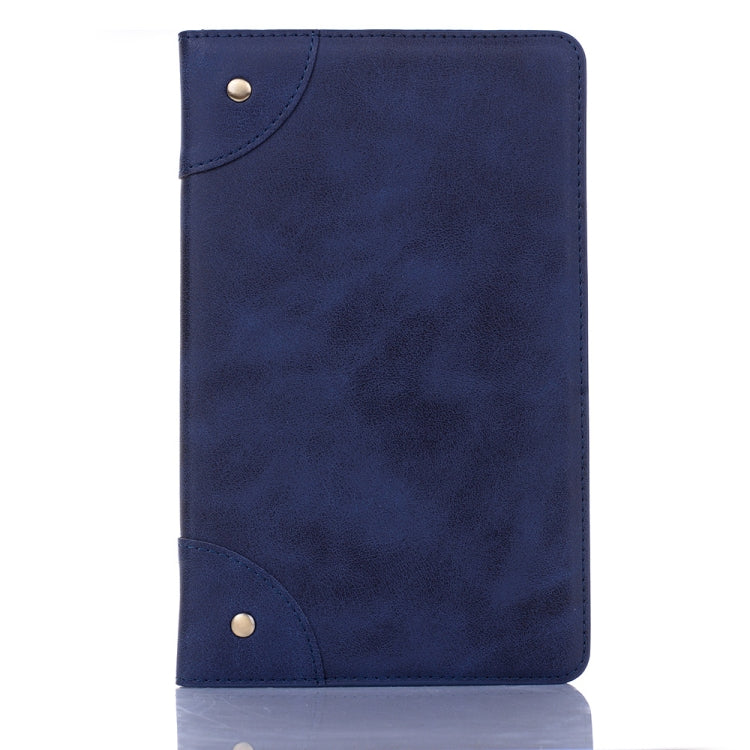 Retro Book Style Horizontal Flip Leather Case for Galaxy Tab A 8 (2019) P200 / P205, with Holder & Card Slots & Wallet (Navy Blue) by buy2fix