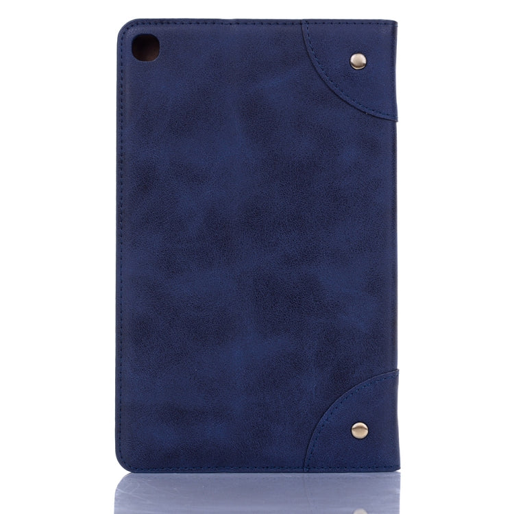 Retro Book Style Horizontal Flip Leather Case for Galaxy Tab A 8 (2019) P200 / P205, with Holder & Card Slots & Wallet (Navy Blue) by buy2fix