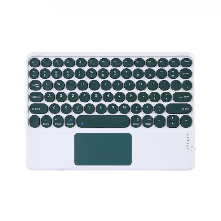 250C 10 inch Universal Tablet Round Keycap Wireless Bluetooth Keyboard with Touch Panel (Dark Green) by buy2fix