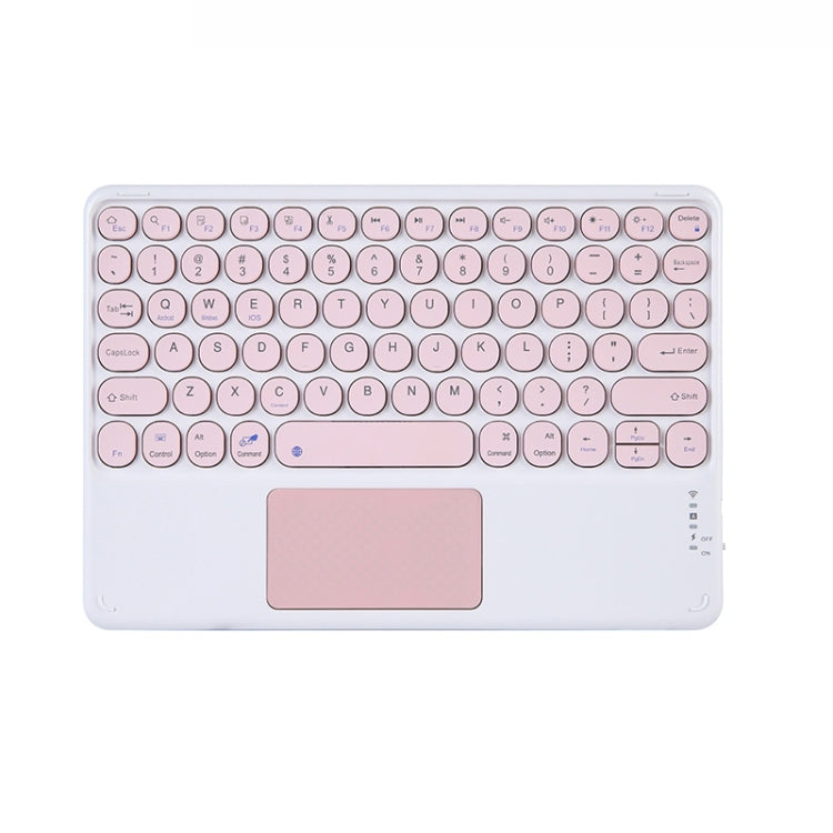 250C 10 inch Universal Tablet Round Keycap Wireless Bluetooth Keyboard with Touch Panel (Pink) by buy2fix