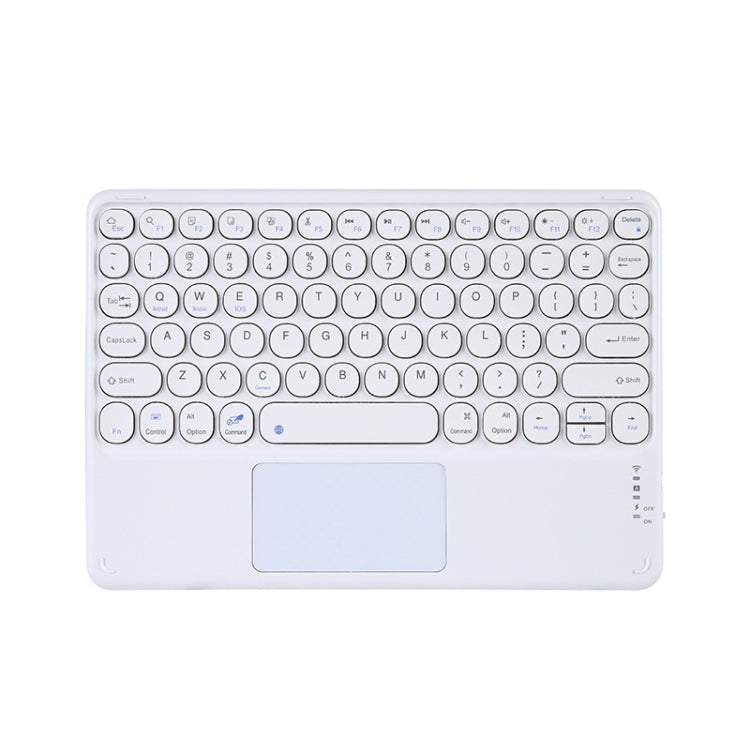250C 10 inch Universal Tablet Round Keycap Wireless Bluetooth Keyboard with Touch Panel (White) by buy2fix
