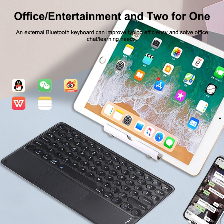 250C 10 inch Universal Tablet Round Keycap Wireless Bluetooth Keyboard with Touch Panel (White) by buy2fix