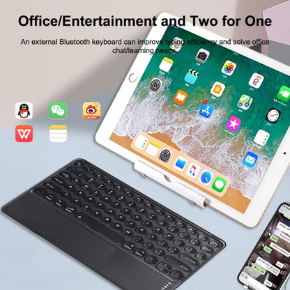 250C 10 inch Universal Tablet Round Keycap Wireless Bluetooth Keyboard with Touch Panel (Black) by buy2fix