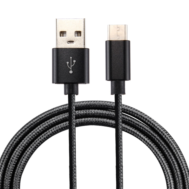 Knit Texture USB to USB-C / Type-C Data Sync Charging Cable, Cable Length: 1m, 3A Total Output, 2A Transfer Data(Black) by buy2fix