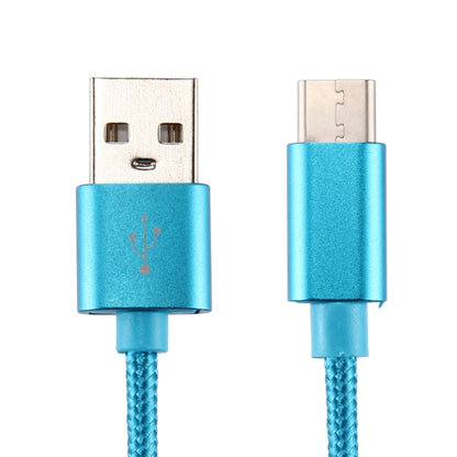 Knit Texture USB to USB-C / Type-C Data Sync Charging Cable, Cable Length: 1m, 3A Total Output, 2A Transfer Data(Blue) by buy2fix