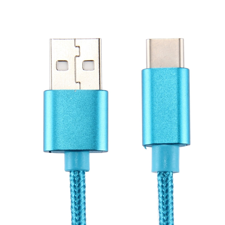 Knit Texture USB to USB-C / Type-C Data Sync Charging Cable, Cable Length: 1m, 3A Total Output, 2A Transfer Data(Blue) by buy2fix
