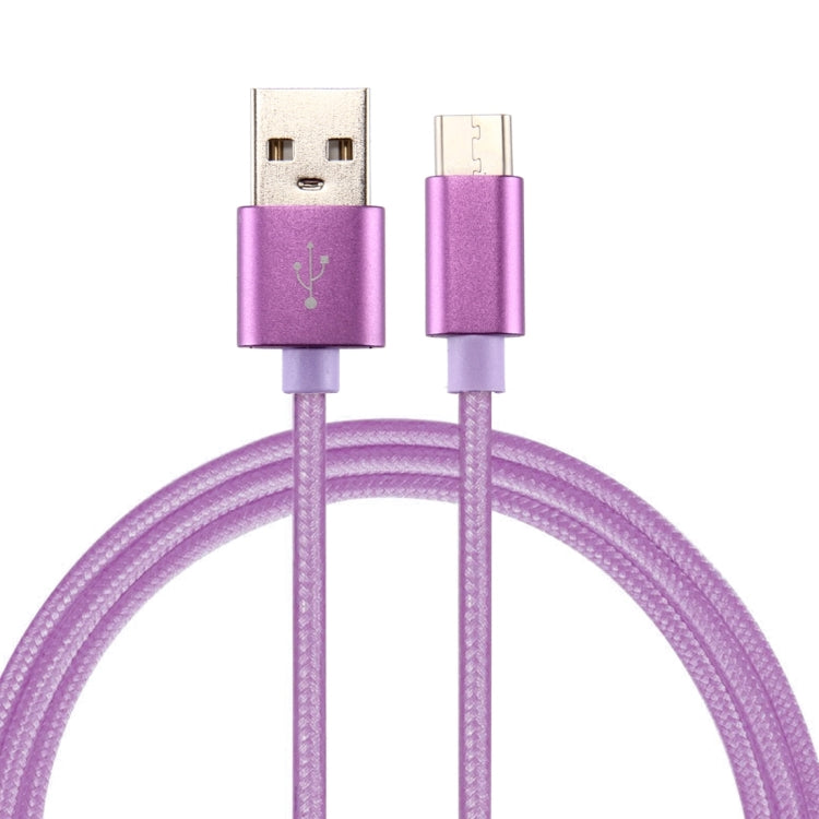 Knit Texture USB to USB-C / Type-C Data Sync Charging Cable, Cable Length: 1m, 3A Total Output, 2A Transfer Data(Purple) by buy2fix