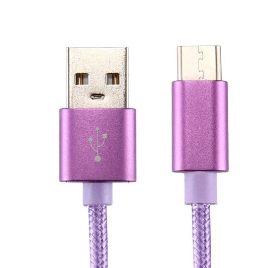 Knit Texture USB to USB-C / Type-C Data Sync Charging Cable, Cable Length: 1m, 3A Total Output, 2A Transfer Data(Purple) by buy2fix