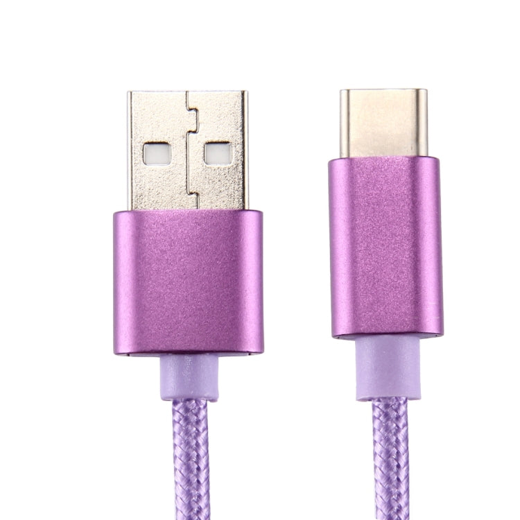 Knit Texture USB to USB-C / Type-C Data Sync Charging Cable, Cable Length: 1m, 3A Total Output, 2A Transfer Data(Purple) by buy2fix