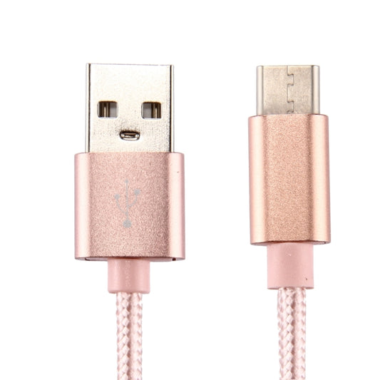 Knit Texture USB to USB-C / Type-C Data Sync Charging Cable, Cable Length: 1m, 3A Total Output, 2A Transfer Data(Rose Gold) by buy2fix