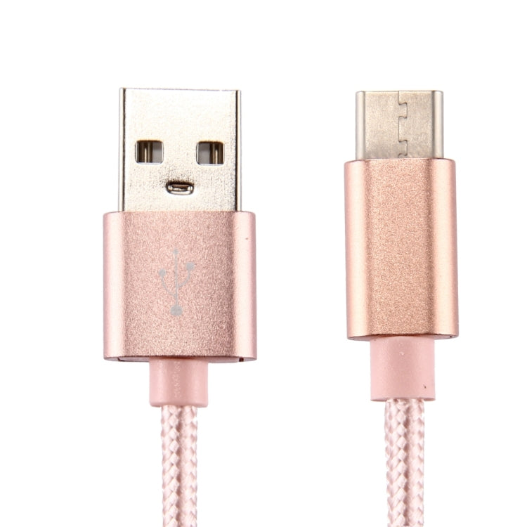 Knit Texture USB to USB-C / Type-C Data Sync Charging Cable, Cable Length: 2m, 3A Output(Rose Gold) by buy2fix