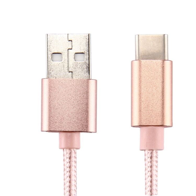 Knit Texture USB to USB-C / Type-C Data Sync Charging Cable, Cable Length: 2m, 3A Output(Rose Gold) by buy2fix