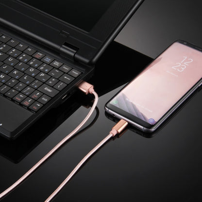 Knit Texture USB to USB-C / Type-C Data Sync Charging Cable, Cable Length: 2m, 3A Output(Rose Gold) by buy2fix