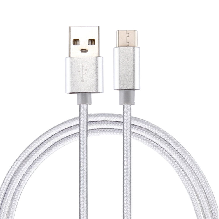 Knit Texture USB to USB-C / Type-C Data Sync Charging Cable, Cable Length: 2m, 3A Output(Silver) by buy2fix