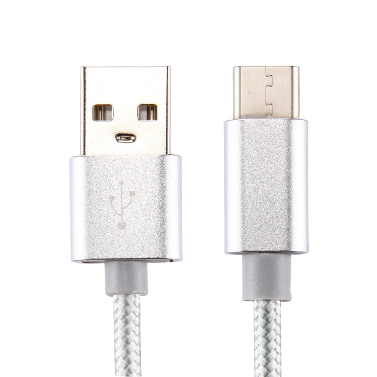 Knit Texture USB to USB-C / Type-C Data Sync Charging Cable, Cable Length: 2m, 3A Output(Silver) by buy2fix