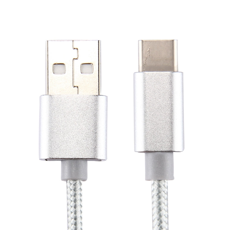 Knit Texture USB to USB-C / Type-C Data Sync Charging Cable, Cable Length: 2m, 3A Output(Silver) by buy2fix