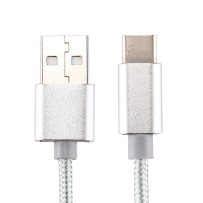Knit Texture USB to USB-C / Type-C Data Sync Charging Cable, Cable Length: 2m, 3A Output(Silver) by buy2fix