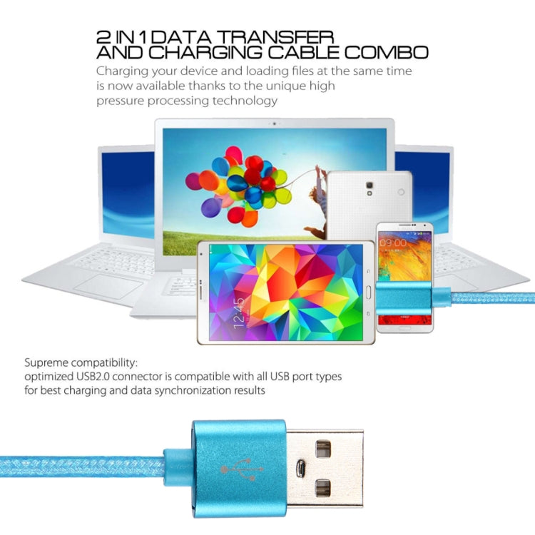Knit Texture USB to USB-C / Type-C Data Sync Charging Cable, Cable Length: 3m, 3A Total Output, 2A Transfer Data(Blue) by buy2fix
