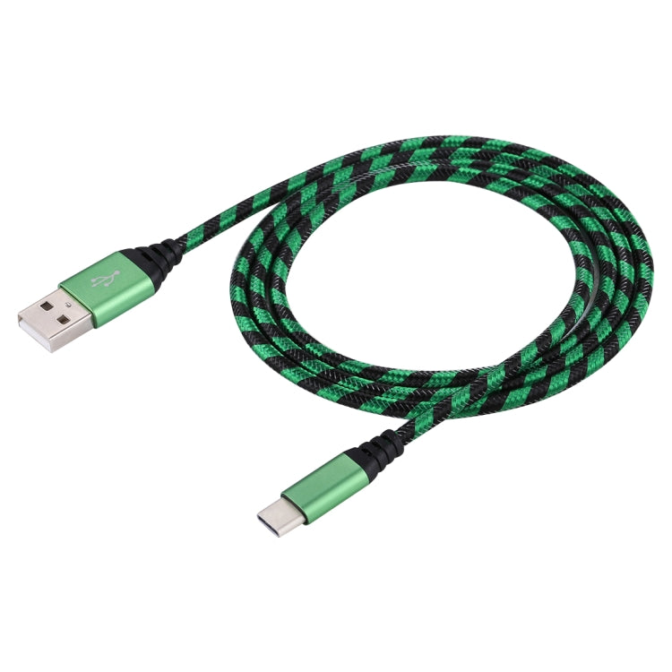 1m USB to USB-C / Type-C Nylon Weave Style Data Sync Charging Cable(Green) by buy2fix