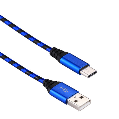 1m USB to USB-C / Type-C Nylon Weave Style Data Sync Charging Cable(Blue) by buy2fix